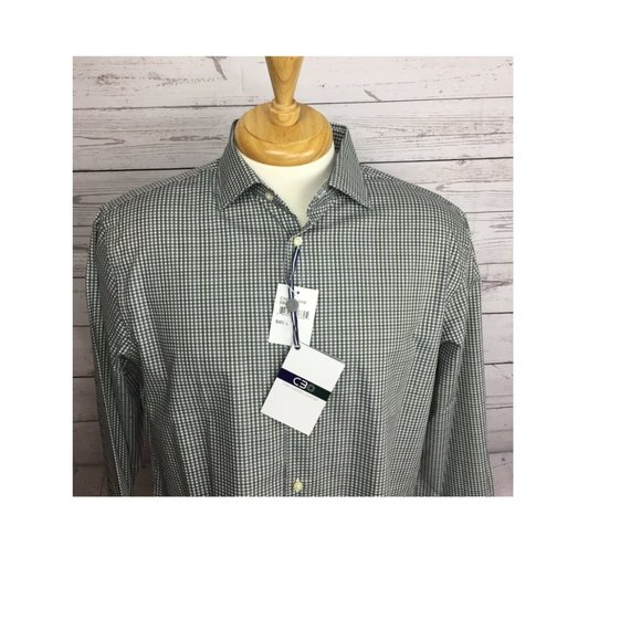 Men's Shirt Thomas Dean Green Heather Plaid Long Sleeve Size: M - Picture 2 of 7